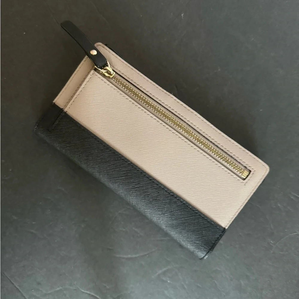 Kate Spade check wallet tan and black